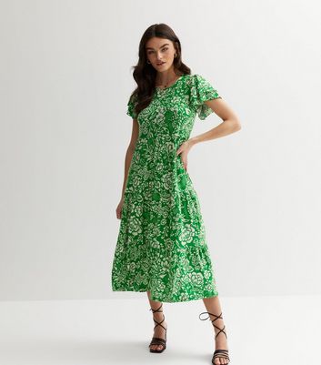 Loft green floral discount dress