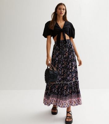 New look store floral maxi skirt