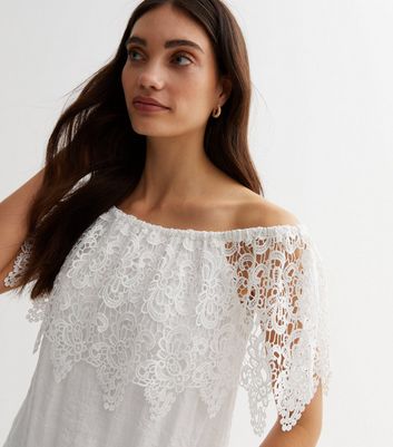 White lace 2025 bardot top