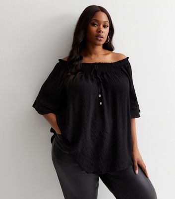 Black plus size bardot top online