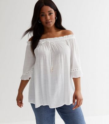 Buy Blue Vanilla Curves Off White Bardot Top New Look- find codes