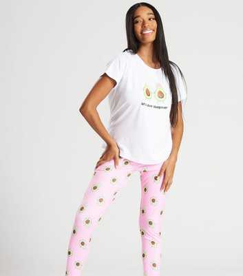 Loungeable Pink Legging Pyjama Set with Avocado Print