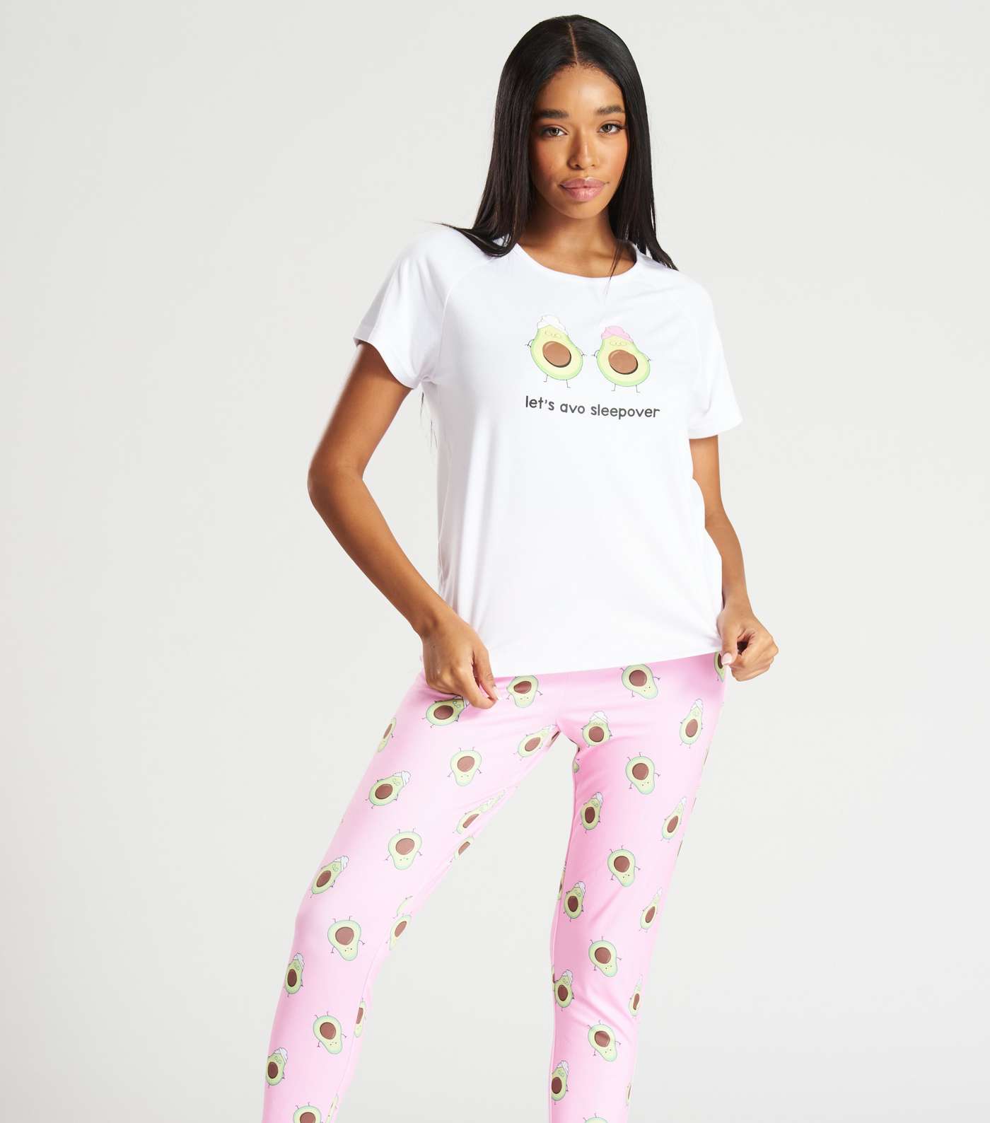 Loungeable Pink Legging Pyjama Set with Avocado Print Image 3