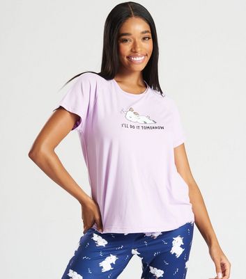 Loungeable Lilac Jogger Pyjama Set with Goat Print