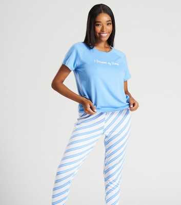 Loungeable Blue Jogger Pyjama Set with Dream Logo