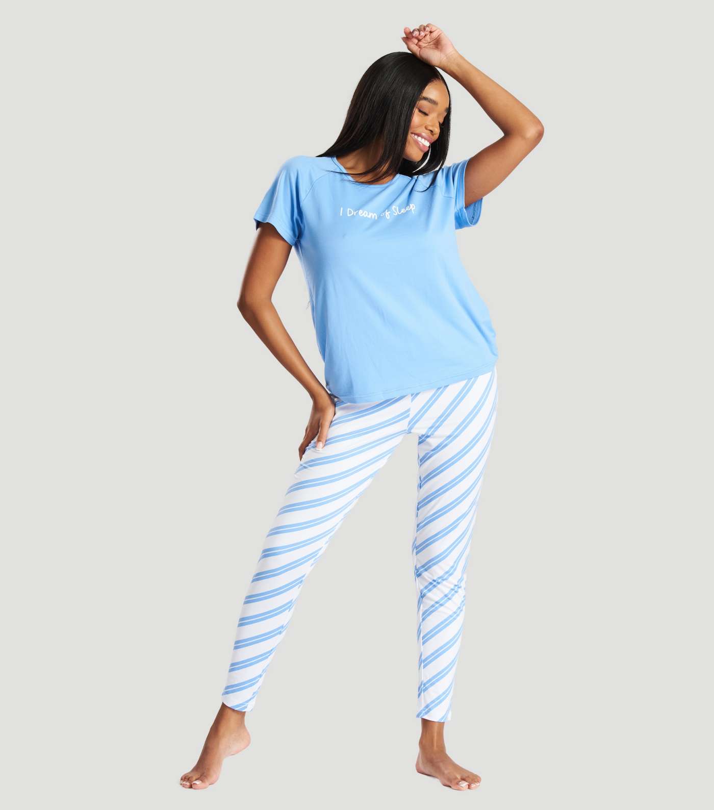Loungeable Blue Jogger Pyjama Set with Dream Logo Image 3