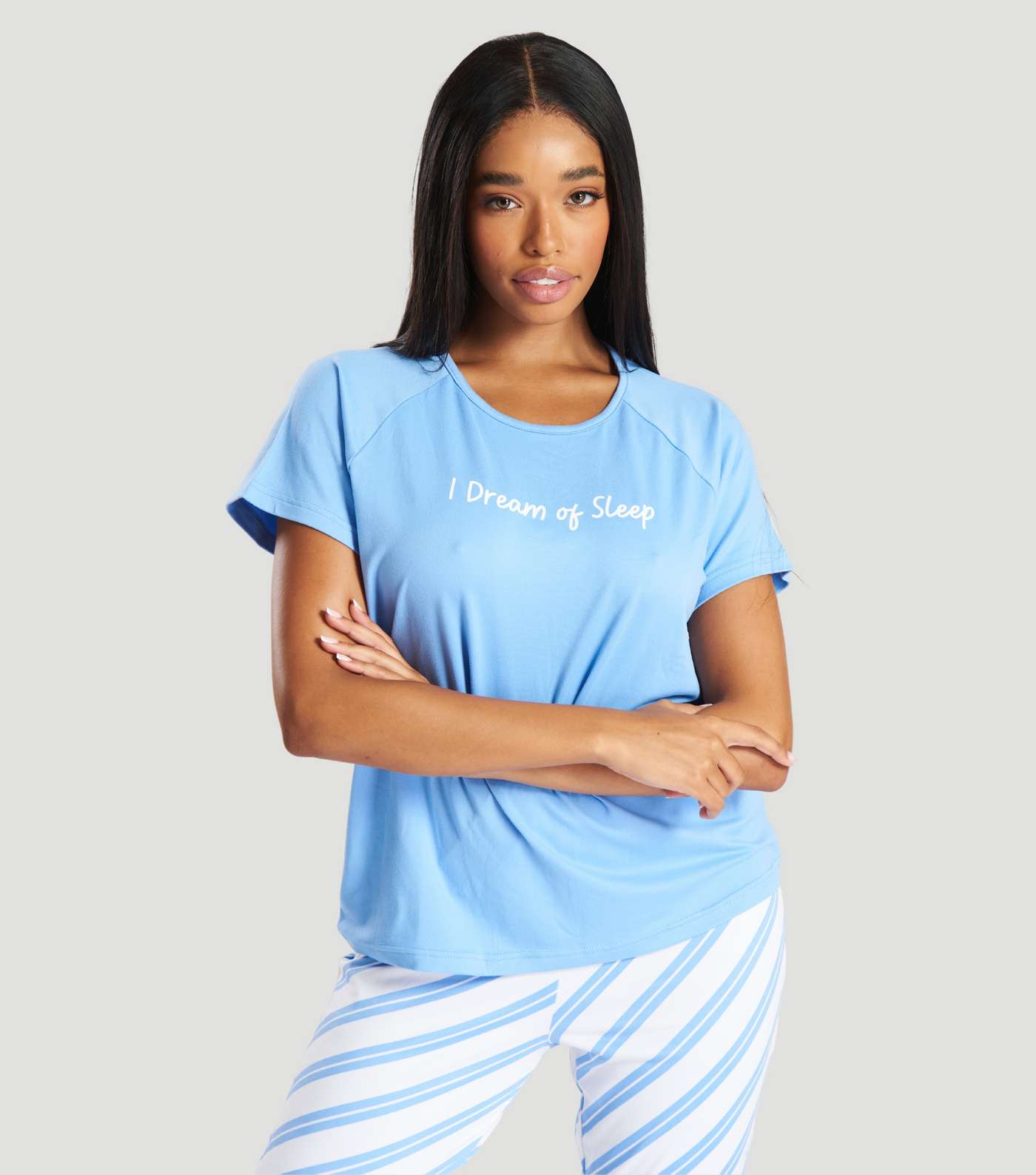 Loungeable Blue Jogger Pyjama Set with Dream Logo Image 5