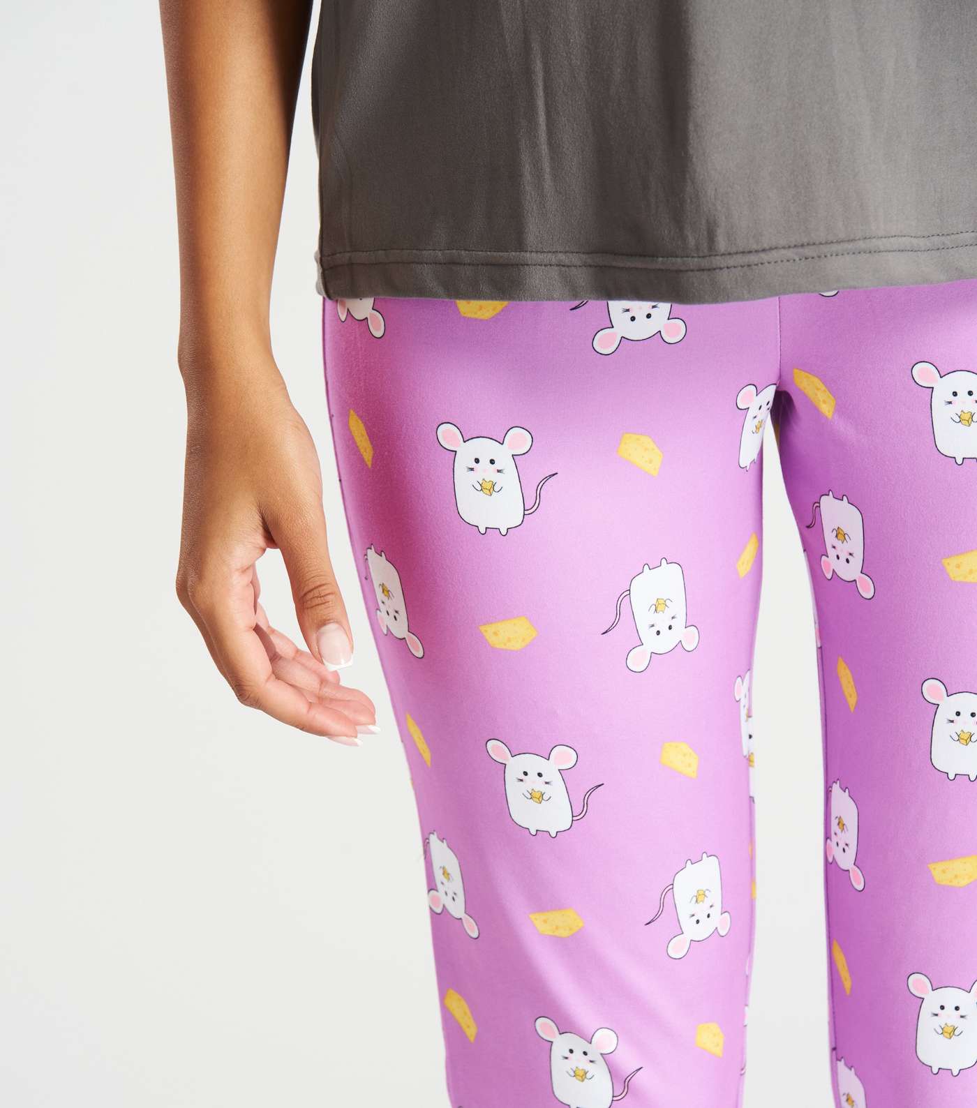Loungeable Lilac Jogger Pyjama Set with Mouse Print Image 3