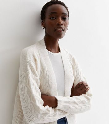 White cable hotsell knit cardigan