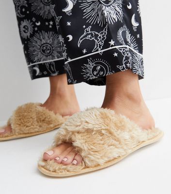 Embellished Faux Fur Slippers in Neutrals - Simone Rocha | Mytheresa
