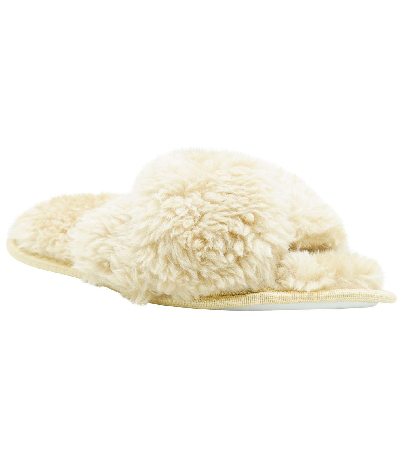 Loungeable Cream Faux Fur Slippers Image 2