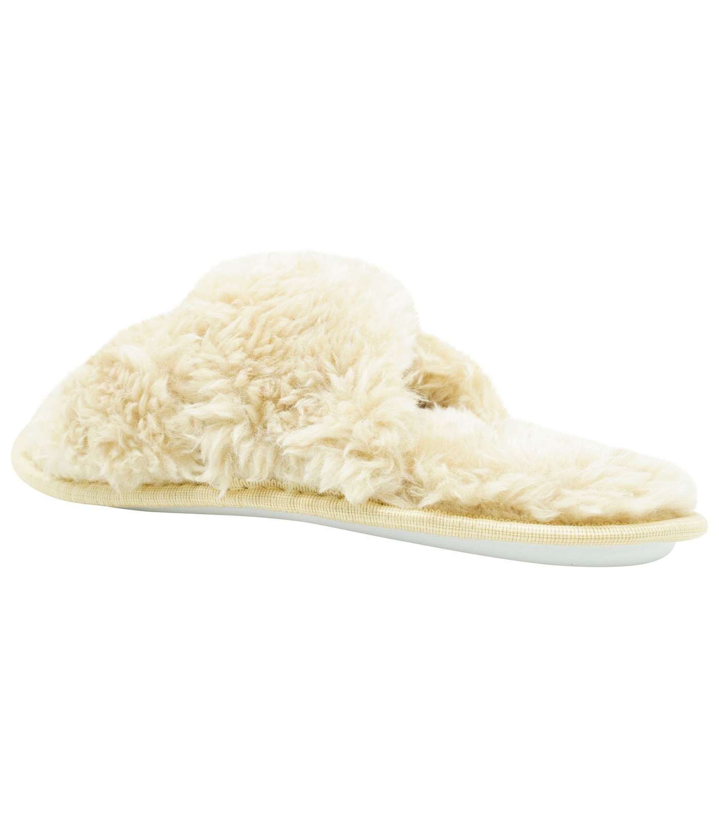 Loungeable Cream Faux Fur Slippers Image 4