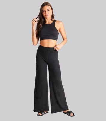 Black wide leg trousers best sale new look