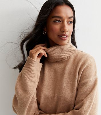 Camel roll neck jumper womens best sale