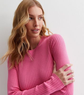 Maternity Pink Knit Crew Neck Jumper New Look