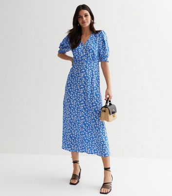 New look blue outlet dress with flowers