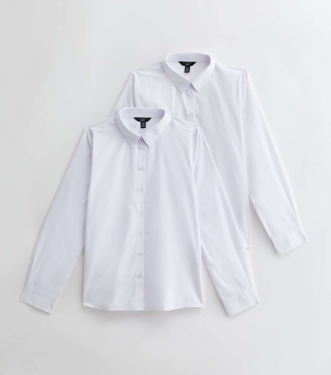 Girls 2 Pack White Long Sleeve Relaxed Fit School Shirts Image 5