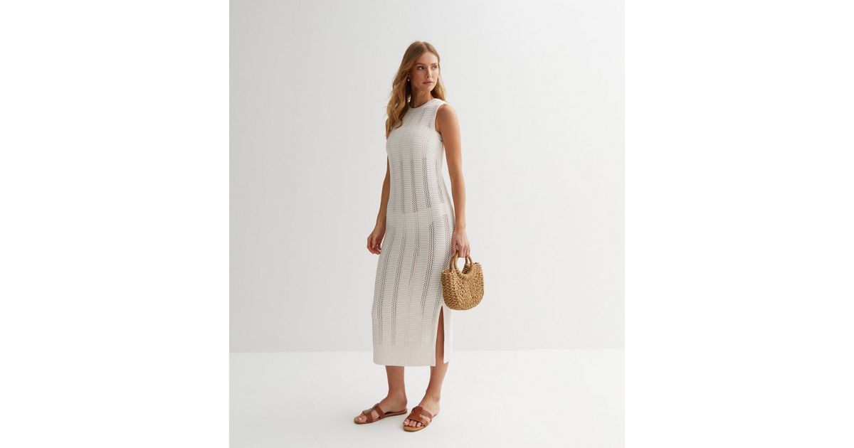 Akash Contrast Stitch Dress Off White