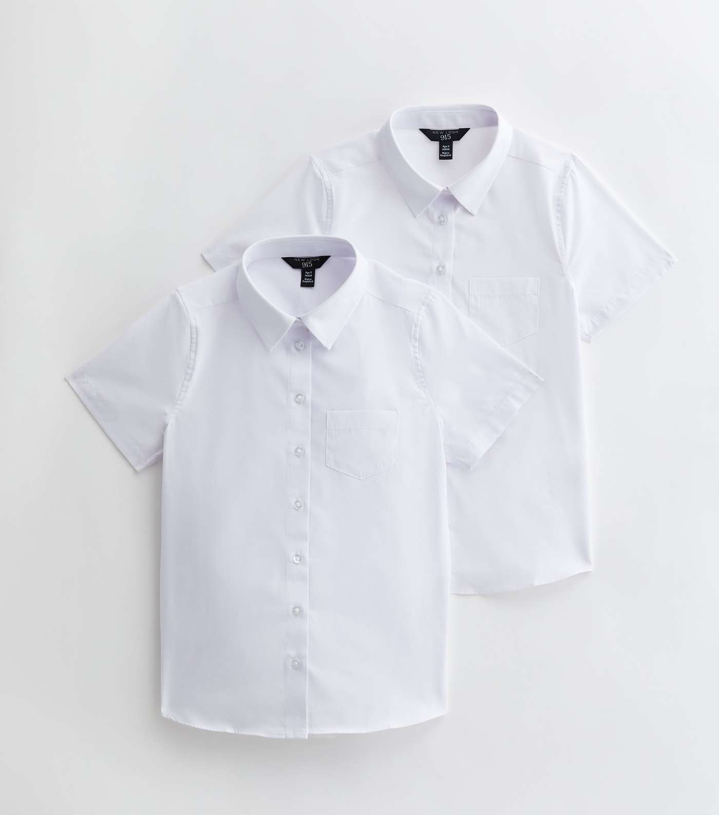 Girls 2 Pack White Short Sleeve Slim Fit School Shirts Image 5