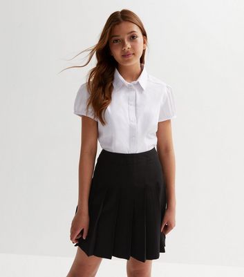 Girls White Puff Sleeve School Shirt New Look