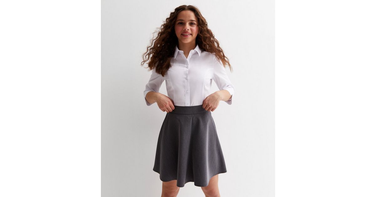 Girls White 3/4 Sleeve School Shirt | New Look