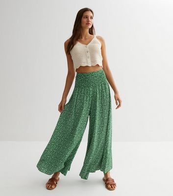New Look cropped wide leg trousers in black floral  ASOS