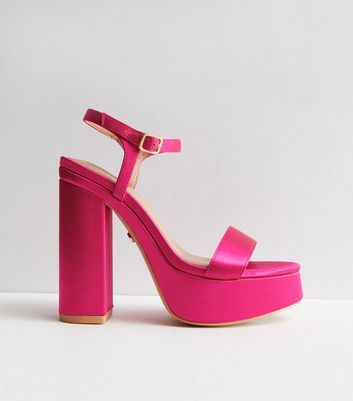 Bright pink shop block heels