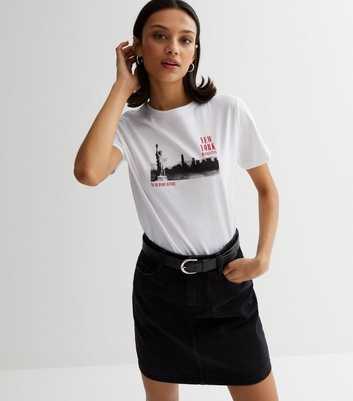 White New York Skyline Logo T-Shirt