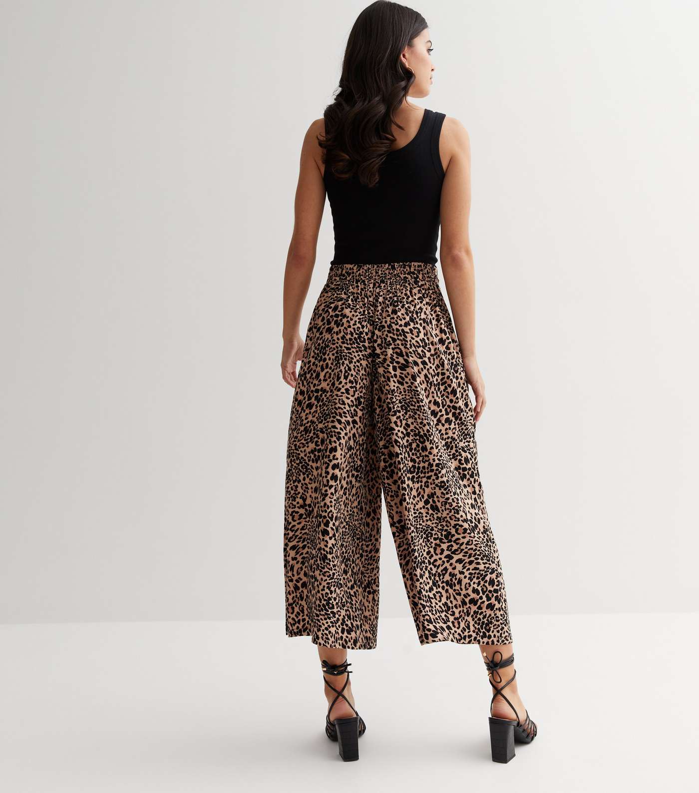 Brown Leopard Print High Waist Crop Trousers Image 4