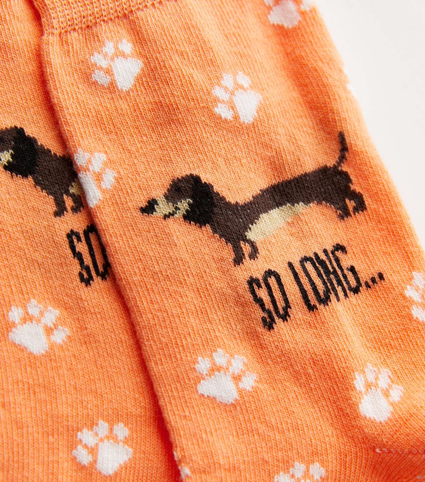 Bright Orange Sausage Dog So Long Socks Image 2