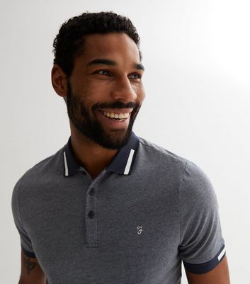 Men's Farah Grey Short Sleeve Polo Top New Look