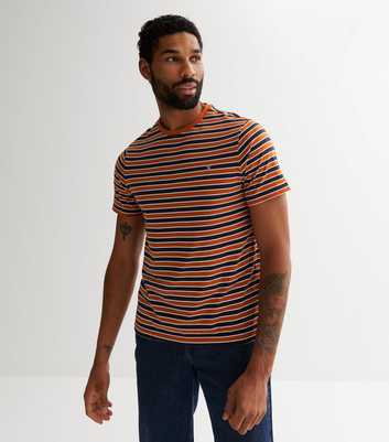 Farah Orange Stripe Crew Neck T-Shirt