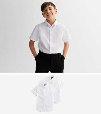 Boys 2 Pack White Short Sleeve School Shirts