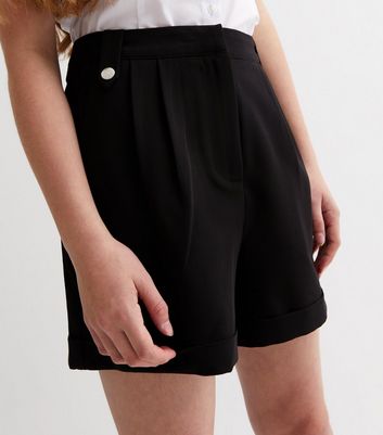 Girls Black Adjustable Waist School Shorts New Look