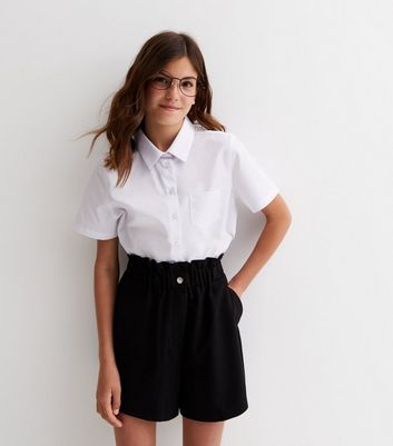 Girls Black Paperbag School Shorts New Look