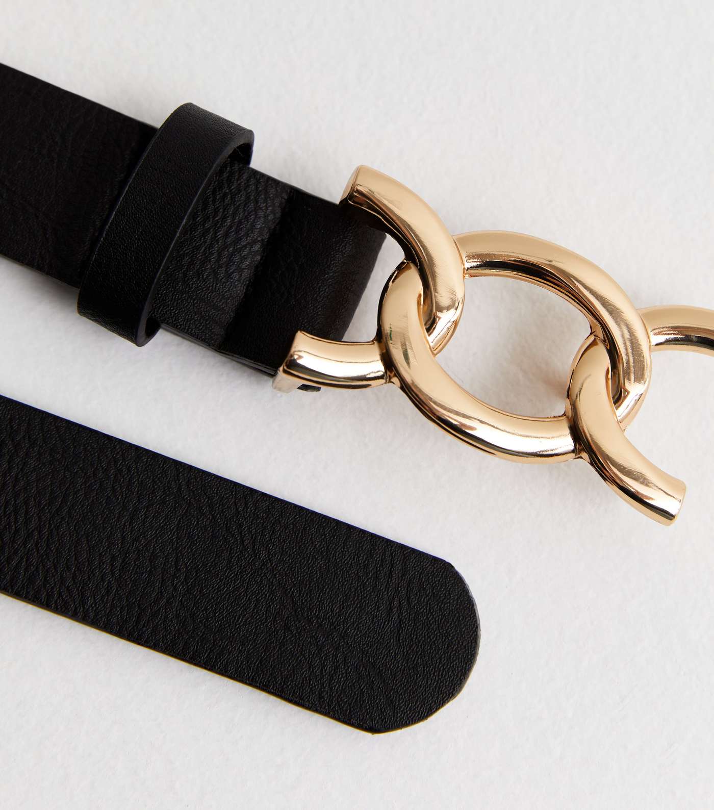 Black Leather-Look Link Buckle Belt Image 3