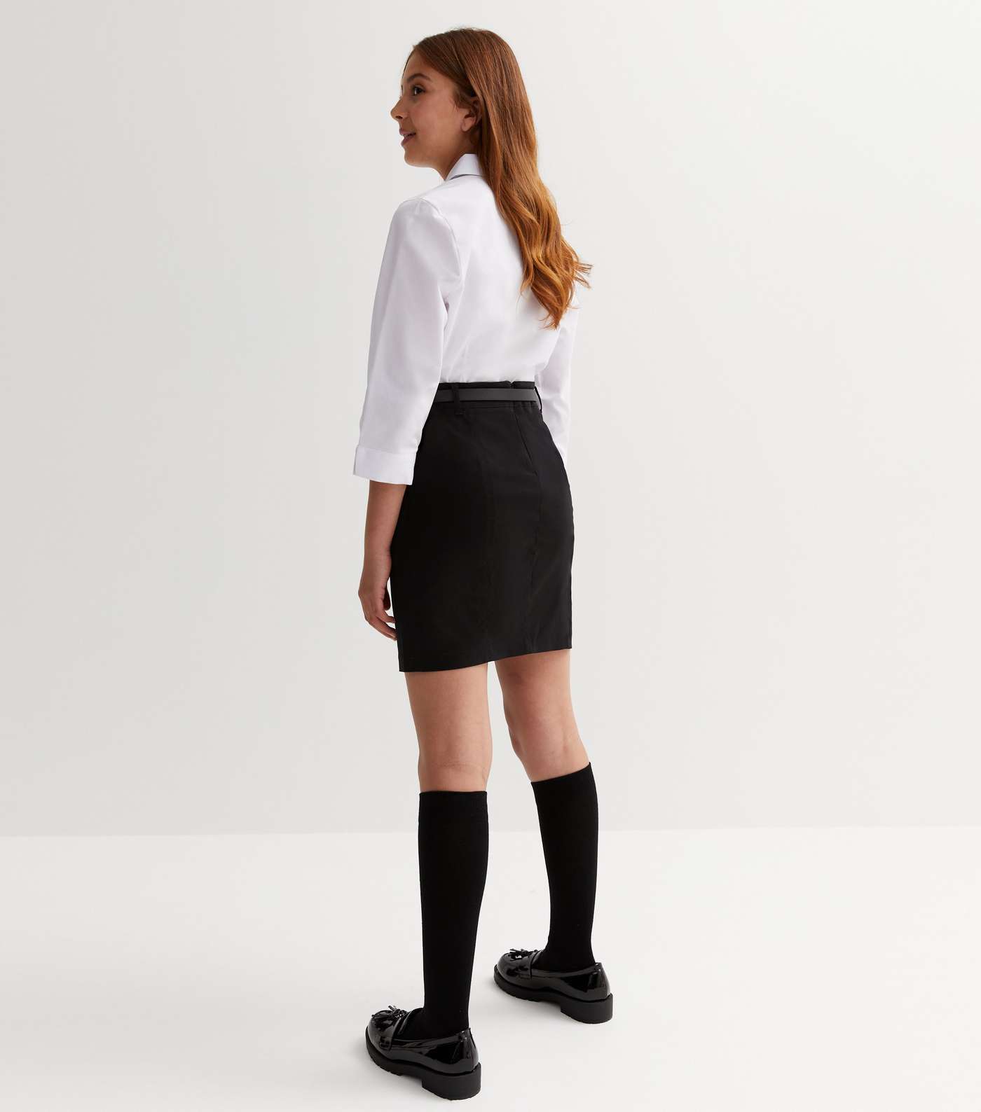 Girls Black Belted School Skirt Image 4