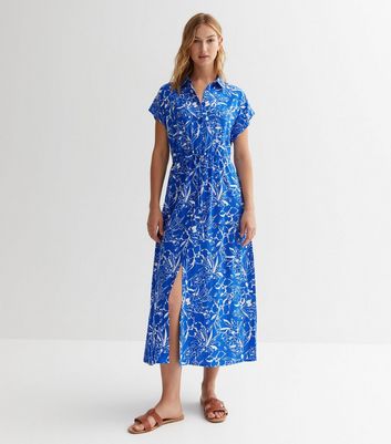 Blue floral store shirt dress