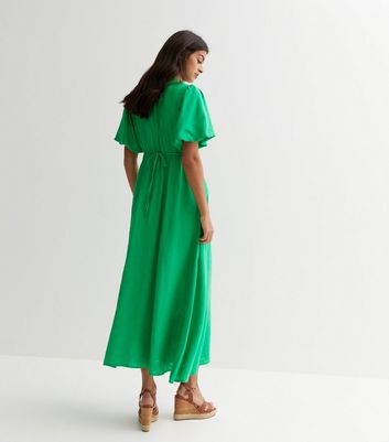 Green button shop midi dress