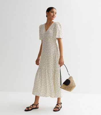 New look store white spotty dress