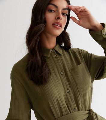 New look khaki shirt dress best sale