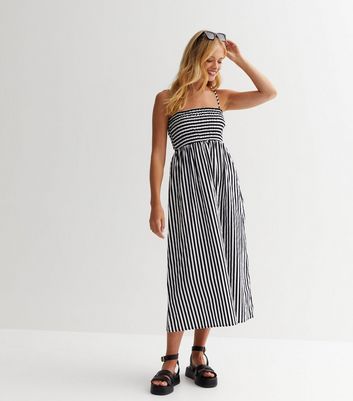 Black Stripe Strappy Midaxi Dress | New Look