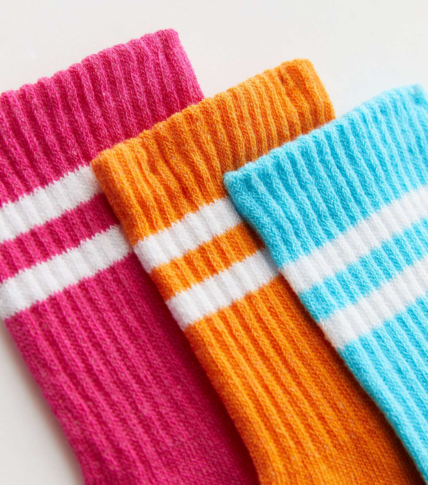 Girls 3 Pack Multicoloured Stripe Tube Socks Image 2