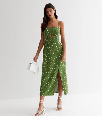 Green spotted shop midi dress