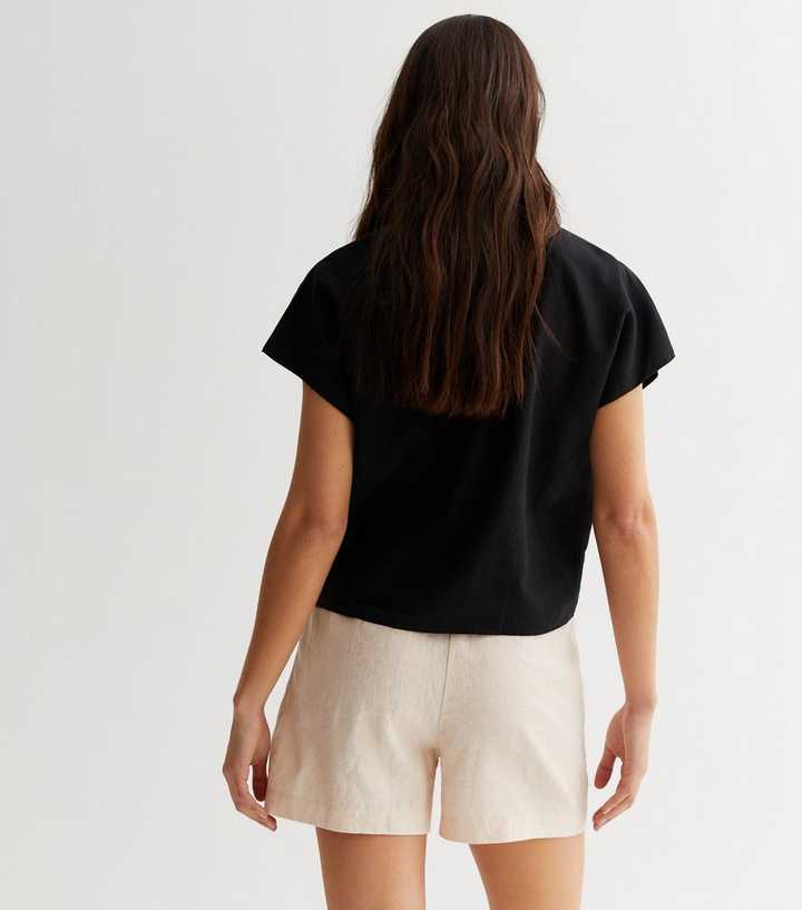 Ashen Fane Women's Tie Front Casual Shirt - 100% Combed Cotton Summer Top, Black, Large 11 thumbnail image