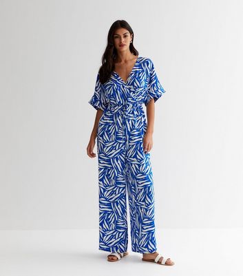 Blue patterned sales jumpsuit