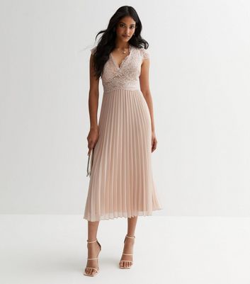 Lace pleated store midi dress