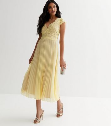 Light yellow cheap midi dress