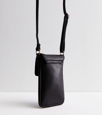 Black Leather Look Cross Body Phone Bag New Look