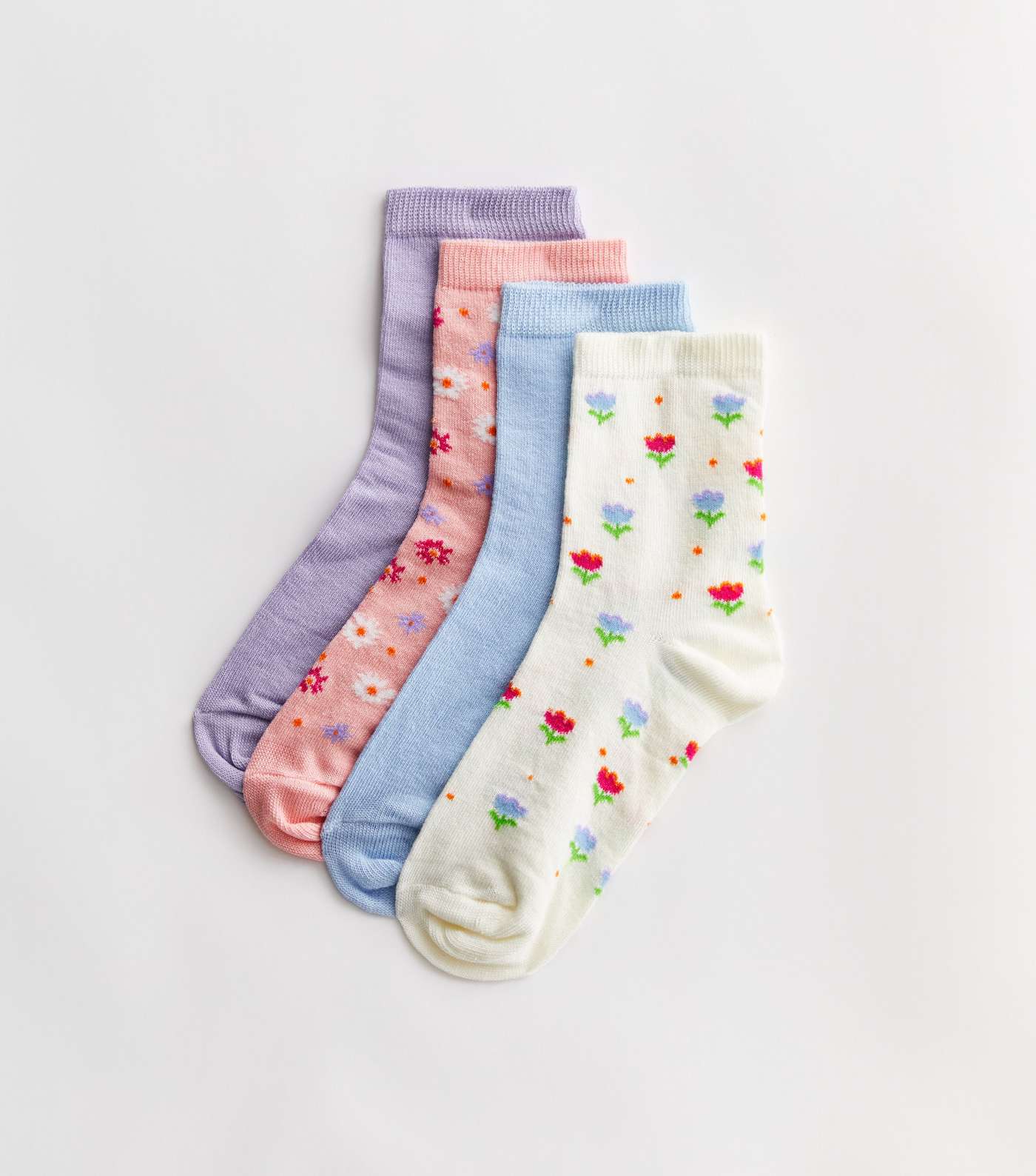 4 Pack Multicoloured Floral Ankle Socks